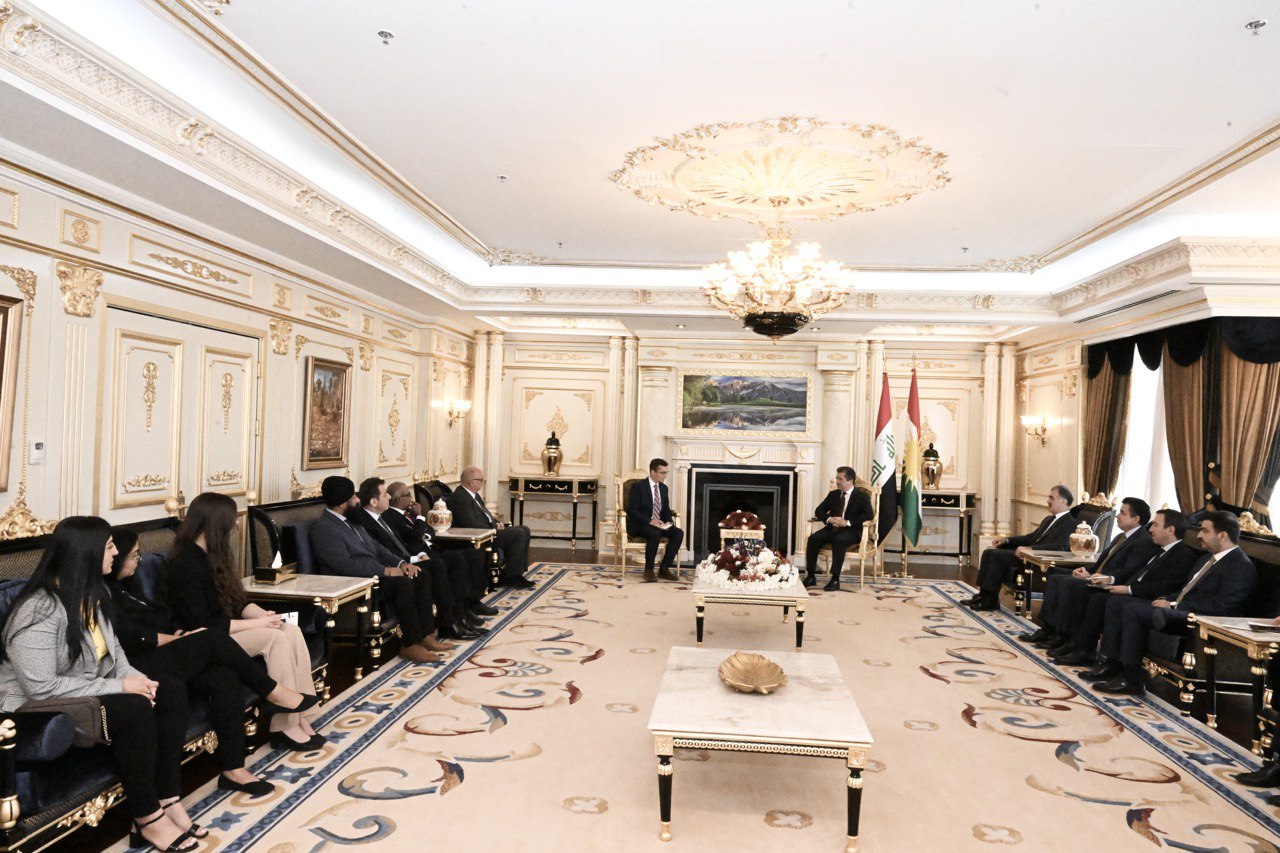 Kurdistan Region Prime Minister Masrour Barzani (top right) during his meeting with Canadian delegation, Sept. 4, 2023. (Photo: KRG)