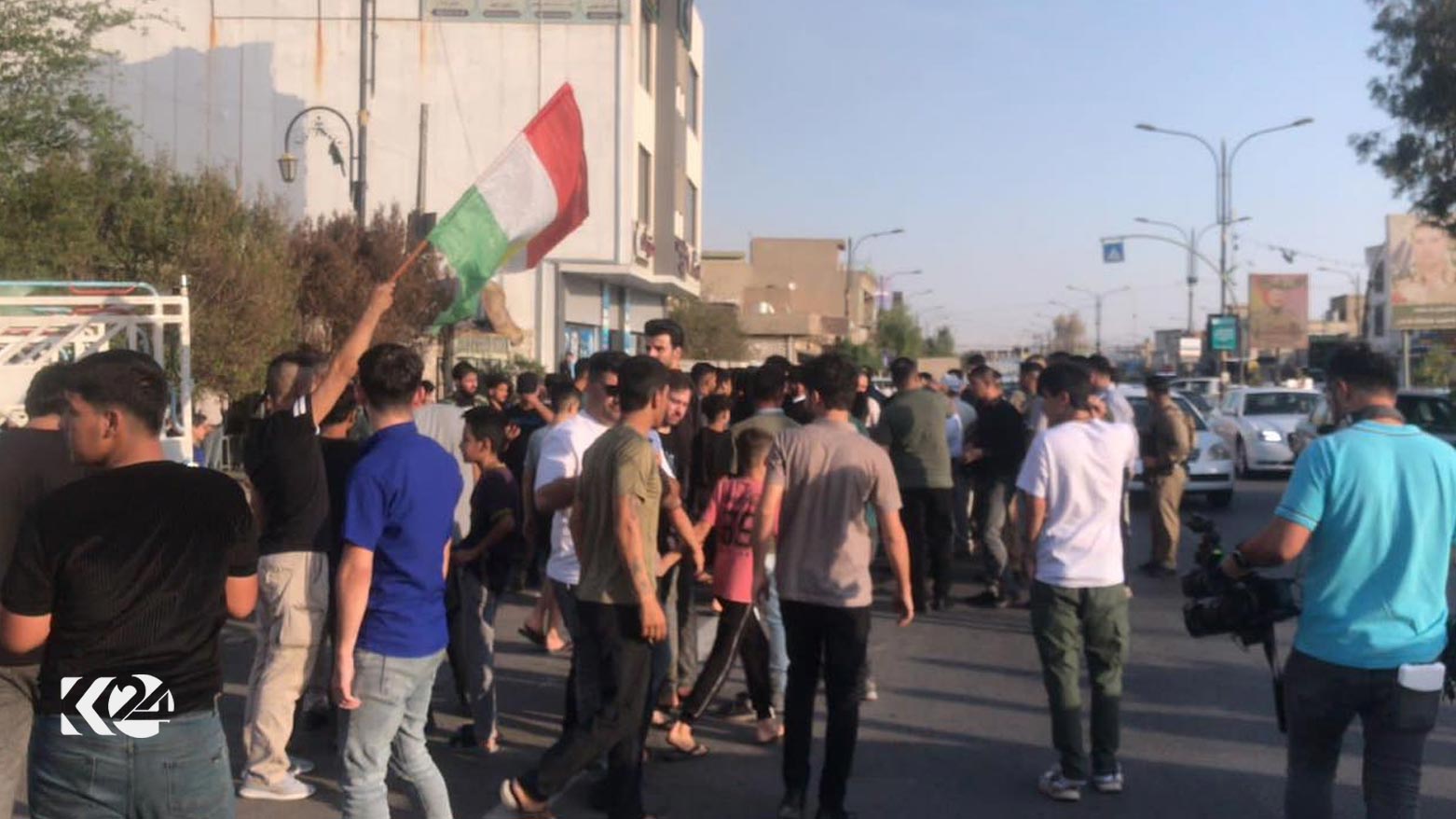 Kurdish protestors are gathering in Shorija neighborhood in Kirkuk, Sept. 4, 2023. (Photo: Hemin Dalo/Kurdistan 24)