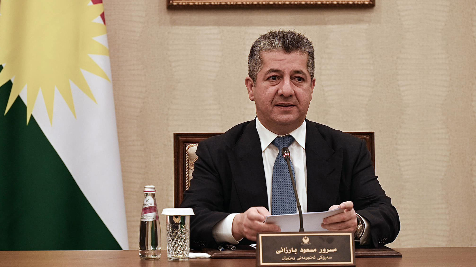 Kurdistan Region Prime Minister Masrour Barzani pictured during Wednesday Council of Ministers meeting in Erbil, Sept. 6, 2023. (Photo: KRG)