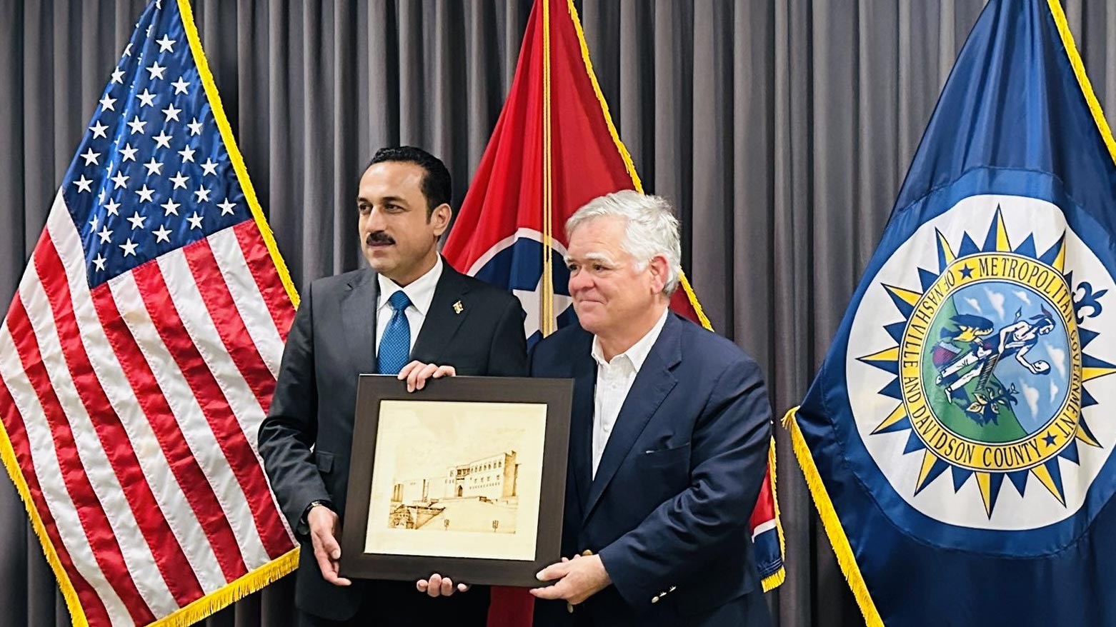 Erbil Governor Omed Khoshnaw met with  Mayor John Cooper of Nashville (Photo: KRG USA/Twitter)