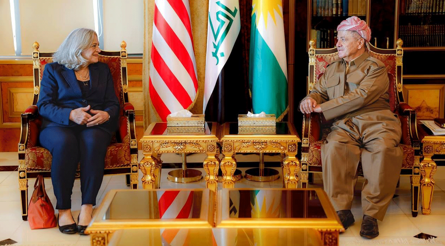 پرزیدنت مسعود بارزانی و آلینا رومانوفسکی، سفیر آمریکا در عراق