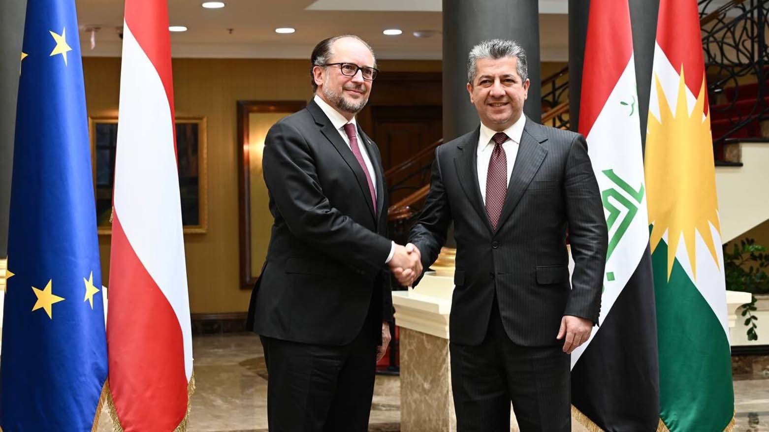 رئيس حكومة كوردستان خلال استقباله وزير خارجية النمسا