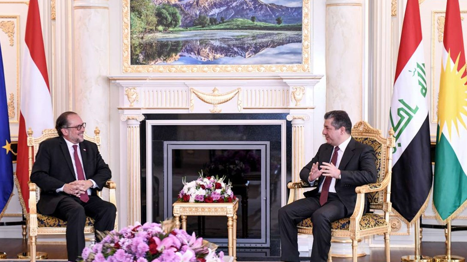 رئيس حكومة إقليم كوردستان مسرور بارزاني ووزير الخارجية النمساوي ألكسندر شالنبيرغ