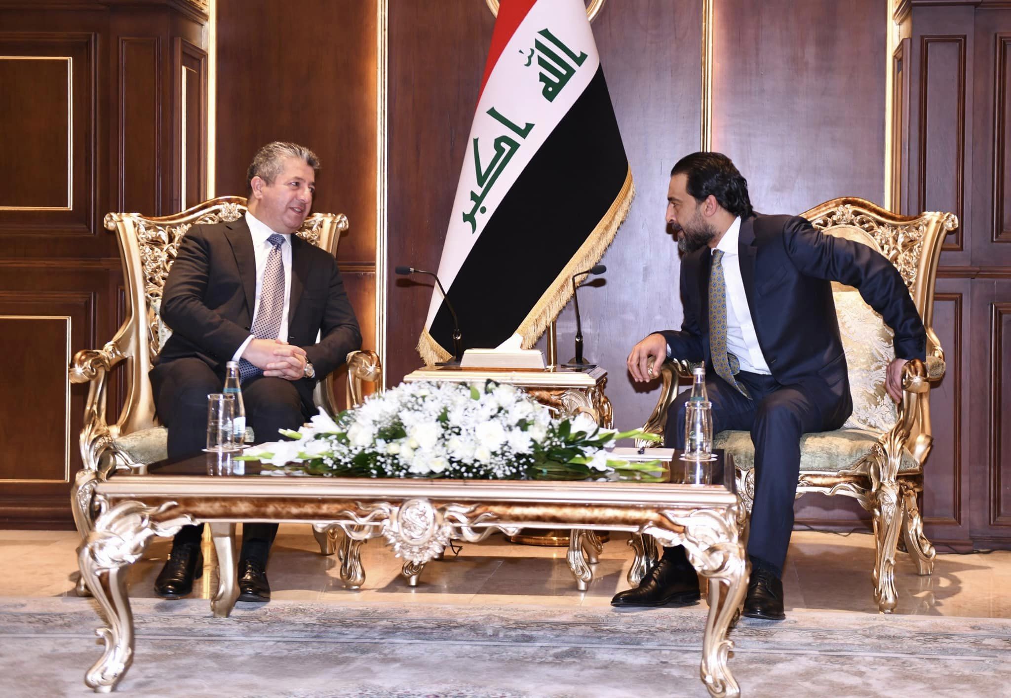 رئيس حكومة إقليم كوردستان مسرور بارزاني ورئيس مجلس النواب العراقي محمد الحلبوسي