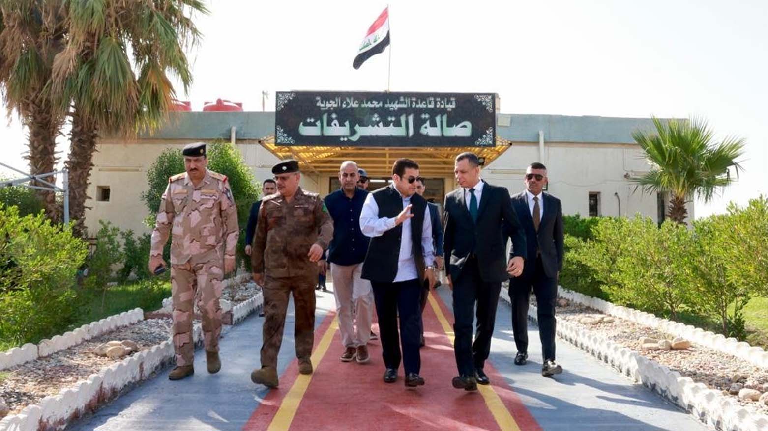 Iraqi Security Advisor Qassim Al-A'raji (center) walking alongside top security commanders in Baghdad ahead of his trip to Erbil, Sept. 18, 2023. (Photo: Iraqi News Agency)
