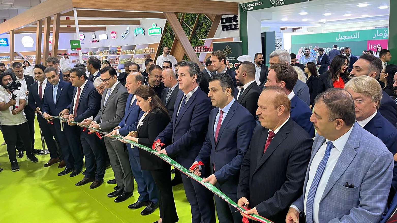 KRG officials, diplomats, and company representatives are pictured inaugurating the 2023 Agro Pack expo in Erbil, Sept. 19, 2023. (Photo: Agro Pack/Facebook)