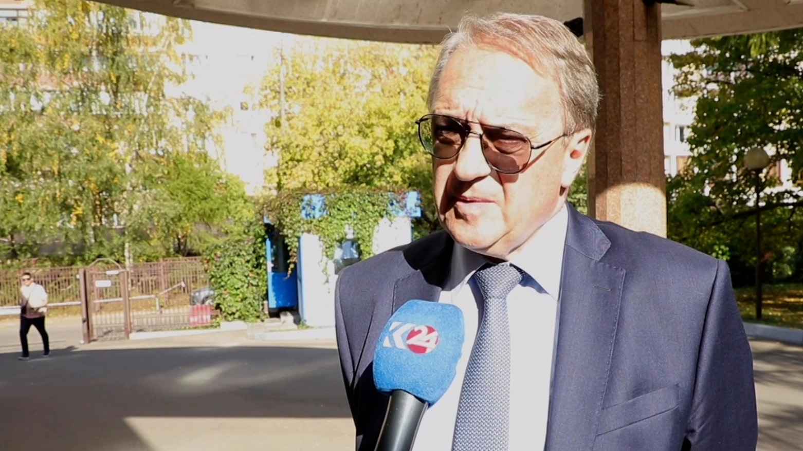 Deputy Minister of Foreign Affairs of Russia and Special Representative of the President of Russia for the Middle East, Mikhail Bogdanov, speaking to Kurdistan 24, Sept 20, 2023. (Photo: Kurdistan 24)