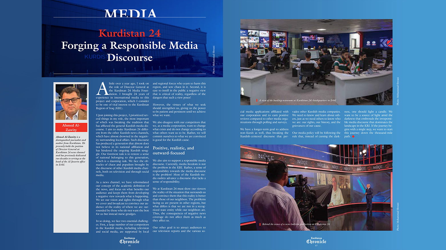 The frontpage of the article 'Forging a Responsible Media Discourse' by Ahmed Zawiti. (Photo: Kurdistan Chronicle)