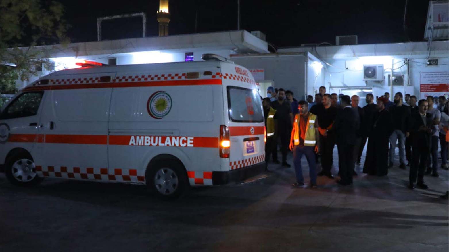 Kurdistan Region local and health officials are seen at Erbil Emergency Hospital, to where the victims of the deadly fire in Hamdaniyah are transferred, Sept. 27, 2023. (Photo: Erbil Governorate).