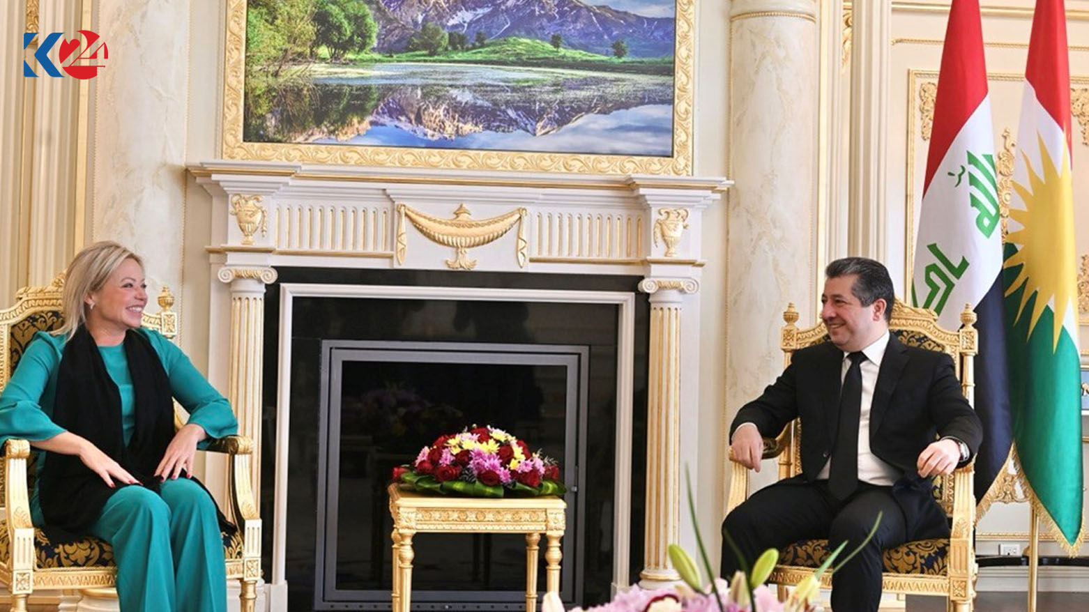 رئيس حكومة إقليم كوردستان مسرور بارزاني والممثلة الخاصة للأمين العام للأمم المتحدة جينين بلاسخارت