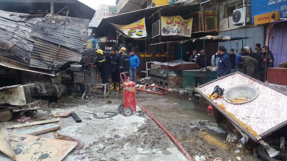 The aftermath of an explosion in the neighborhood of Sanak, Baghdad, Iraq, Dec. 31, 2016. (Photo: Facebook)