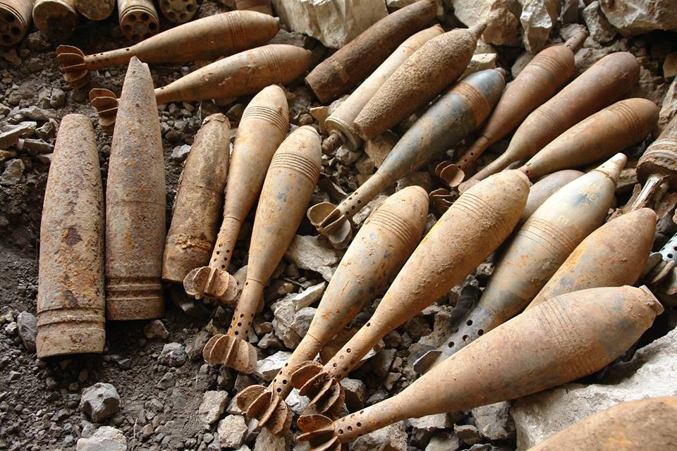 Some of the mines that were defused in the province of Erbil, Kurdistan Region, Dec. 27, 2016. (Photo: Kurdistan24)
