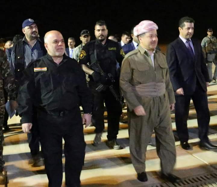 بارزانی و عەبادی پێشڕەوییەكانی پێشمەرگە و سوپا تاوتوێ دەكەن