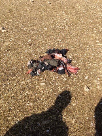 Remaining of an IS suicide bomber.