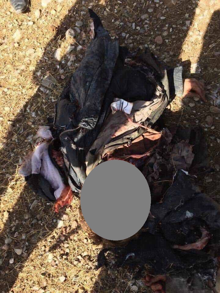 Remaining of an IS suicide bomber.