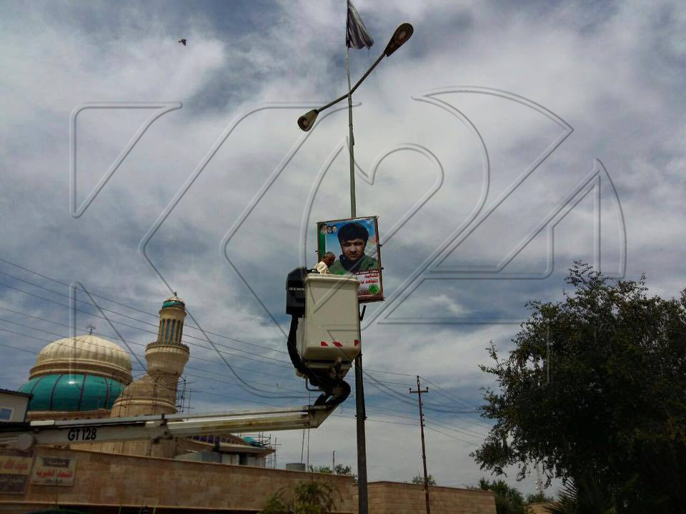 Iraqi Shia militia Hashd al-Shaabi posts the photos of their killed militiamen in the town of Khurmatu, southern Kirkuk Province, May 8, 2016. (Photo: Kurdistan24)