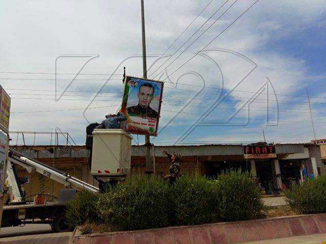 Iraqi Shia militia Hashd al-Shaabi posts the photos of their killed militiamen in the town of Khurmatu, southern Kirkuk Province, May 8, 2016. (Photo: Kurdistan24)