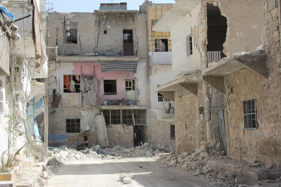 The predominant Kurdish neighborhood of Sheikh Maqsoud as destroyed by the insurgents' attacks, Aleppo, Syria, April 15, 2016. (Photos: YPG Press Office)