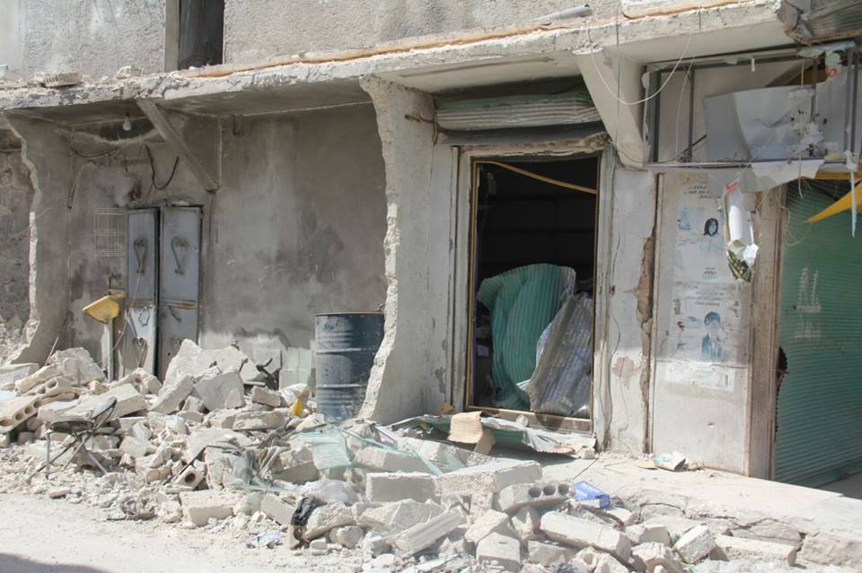 The predominant Kurdish neighborhood of Sheikh Maqsoud as destroyed by the insurgents' attacks, Aleppo, Syria, April 15, 2016. (Photos: YPG Press Office)