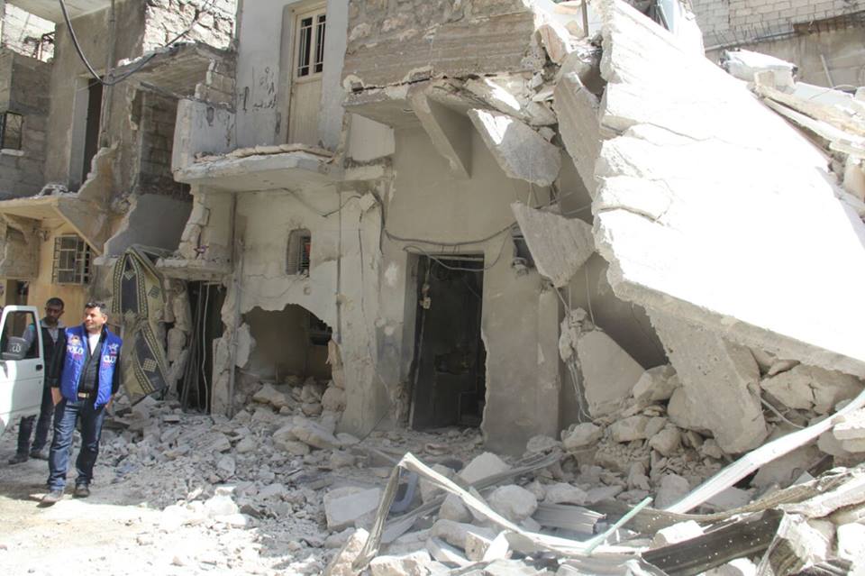 The predominant Kurdish neighborhood of Sheikh Maqsoud as destroyed by the insurgents' attacks, Aleppo, Syria, April 15, 2016. (Photos: YPG Press Office)