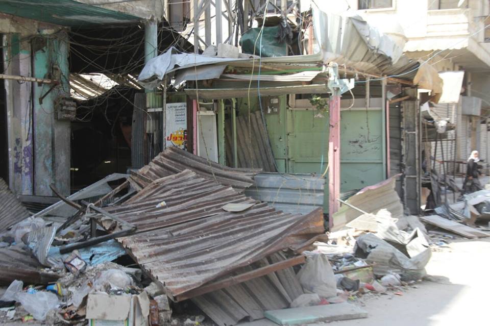 The predominant Kurdish neighborhood of Sheikh Maqsoud as destroyed by the insurgents' attacks, Aleppo, Syria, April 15, 2016. (Photos: YPG Press Office)