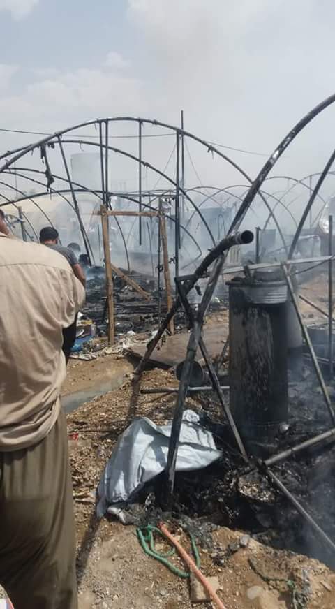 بالصور.. حريق في مخيمات النازحين في ليلان جنوب شرق كركوك