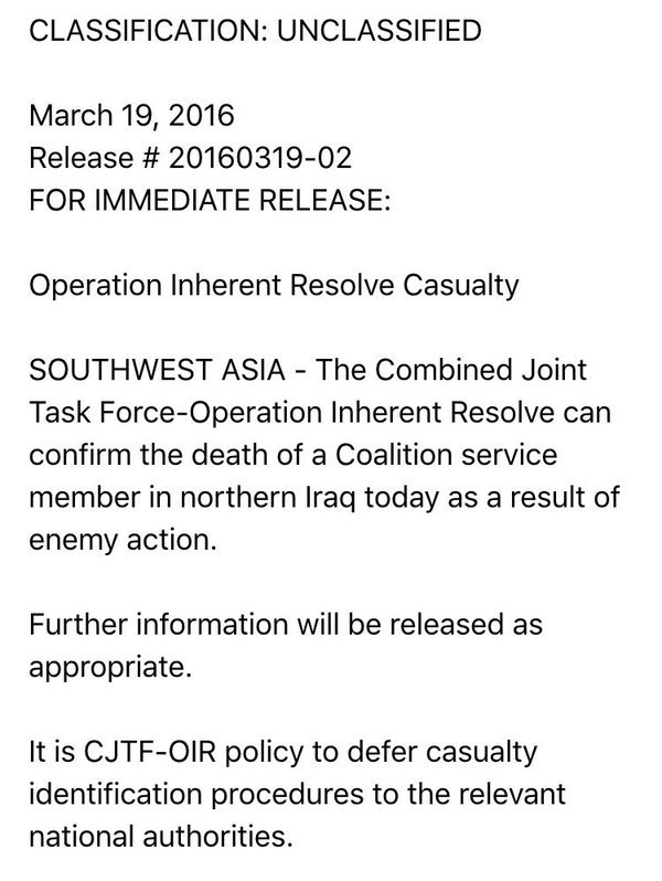 American soldier killed near Erbil