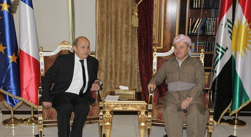 French Defense Minister Jean-Yves Le Drian's visit to the Kurdistan Region on April 11, 2016.