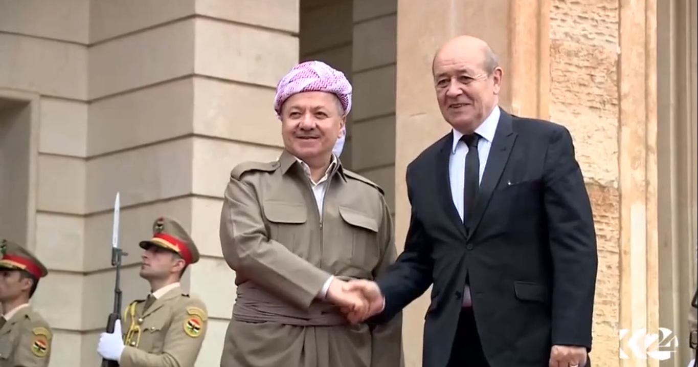 French Defense Minister Jean-Yves Le Drian's visit to the Kurdistan Region on April 11, 2016.