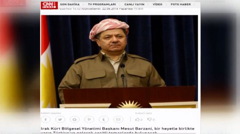 Serdan Serok ê Herêm a Kurdistanê di ragehandin ên Turkîyayê de