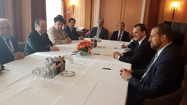 كۆبوونەوەی سەرۆكی ھەرێمی كوردستان مەسعود بارازنی و نوێنەری تایبەتی سەرۆکی ئەمریکا، برێت مەكگورك لە میونشن 19 شوباتی 2017