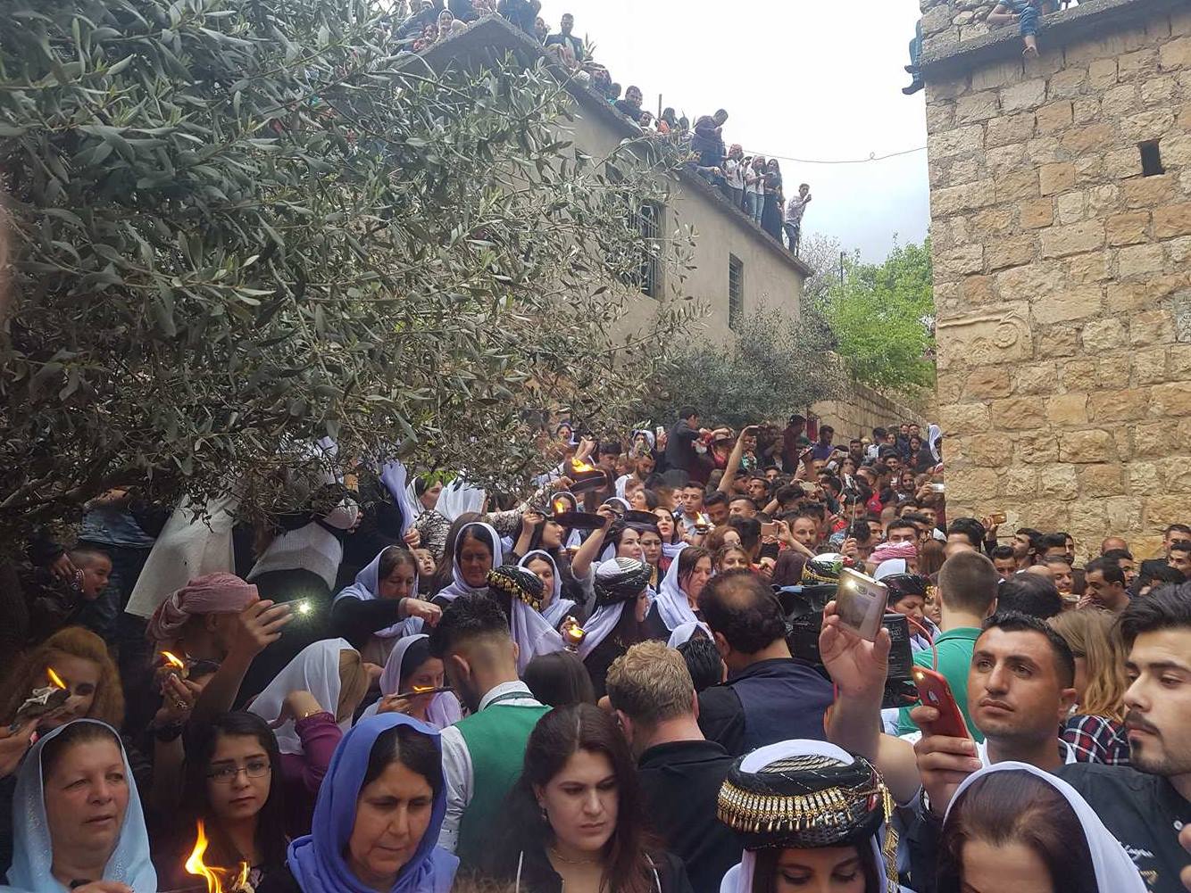 Yezidis (Ezidis) and observers from across the Kurdistan Region gathered in the Ezidi Holy Temple of Lalish in Shekhan Valley in celebration of the Ezidi New Year, April 18, 2017. (Photo: Kurdistan24)