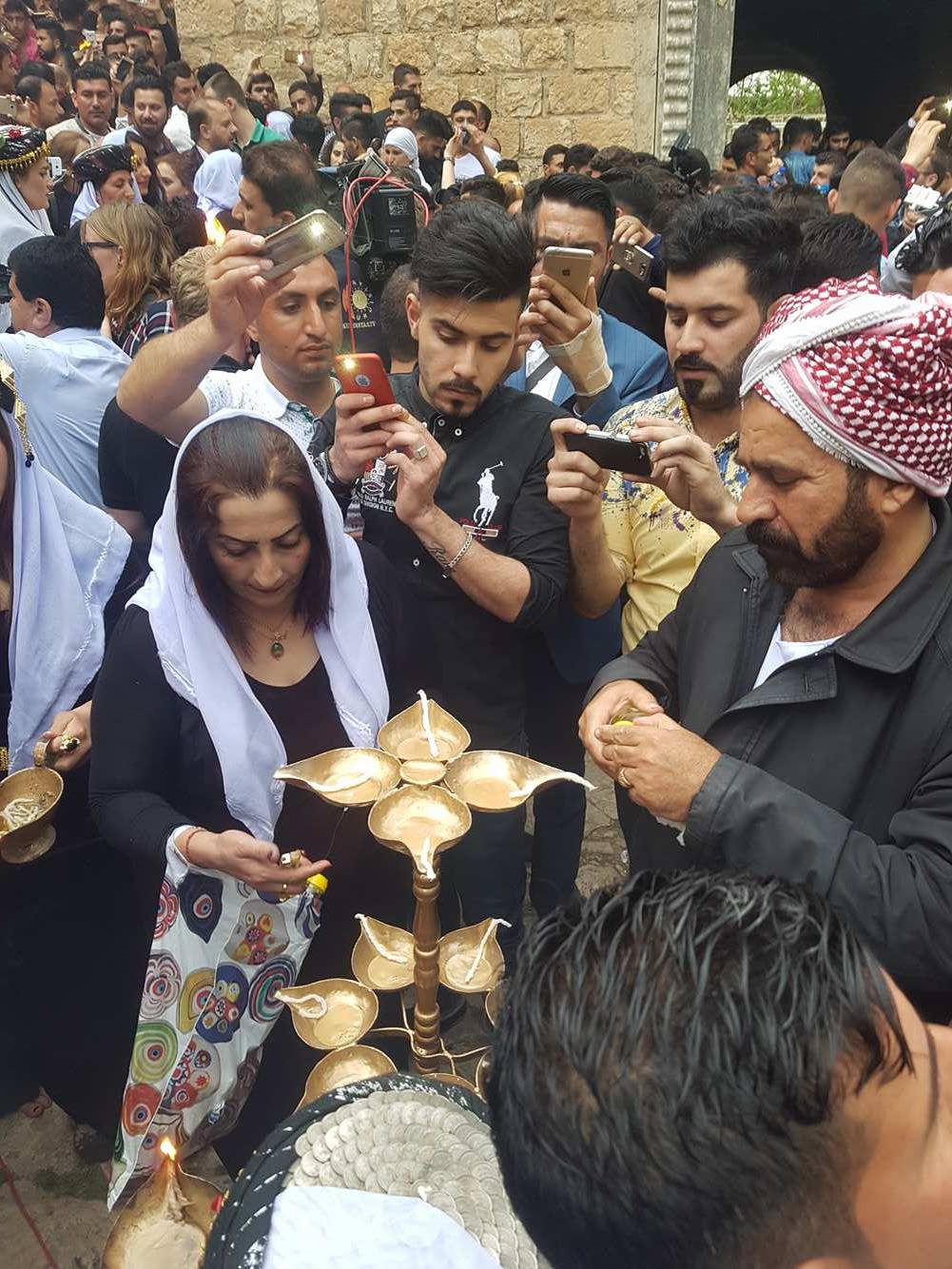 Yezidis (Ezidis) and observers from across the Kurdistan Region gathered in the Ezidi Holy Temple of Lalish in Shekhan Valley in celebration of the Ezidi New Year, April 18, 2017. (Photo: Kurdistan24)
