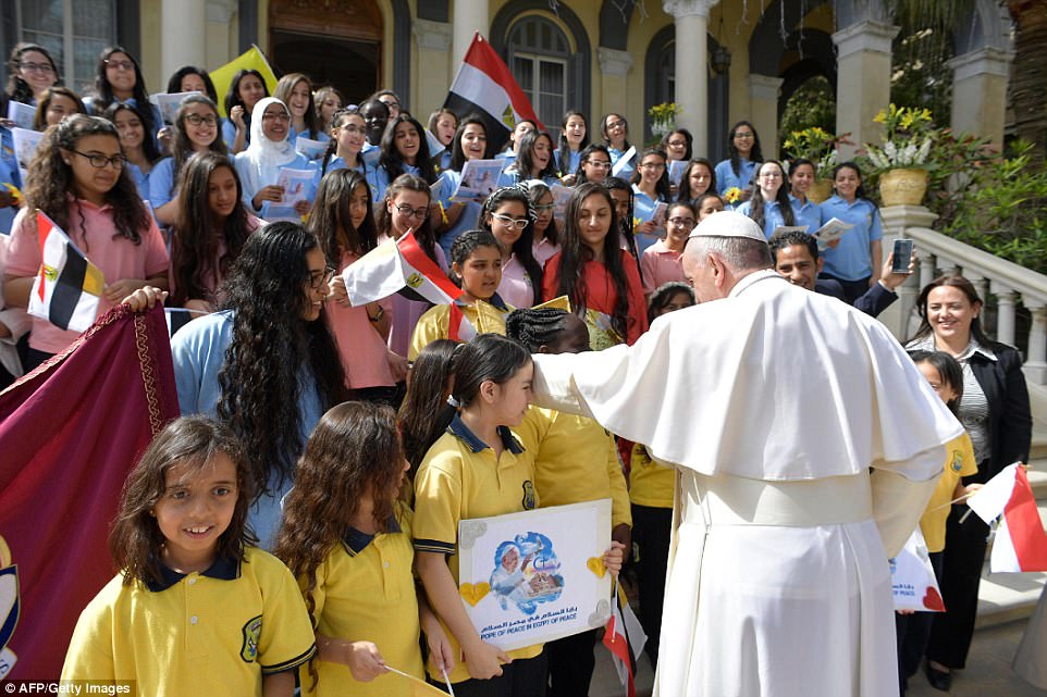 Worshippers, old and young, had been bused to the stadium under tight security in Cairo. (Photo: AFP)