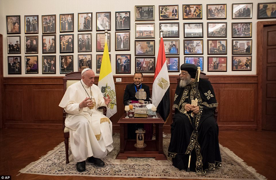 Pope Francis and Pope Tawadros II both attended a mass at the church targeted by a suicide attack in December 2016. (Photo: AFP)