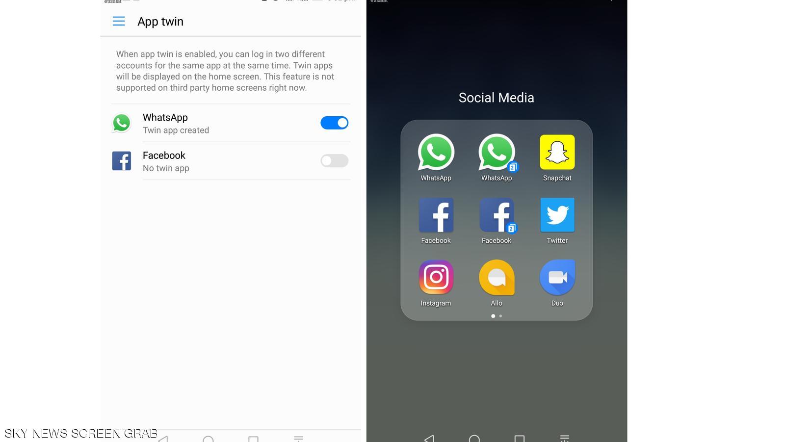 App Twin له‌سه‌ر مۆبایلی هواوی چینی