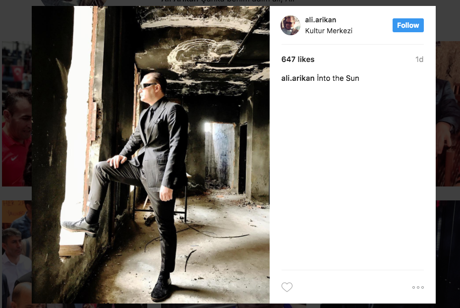 A Monday screenshot of the personal Instagram account of Ali Arikan, the Deputy Governor of the Kurdish province of Sirnak.