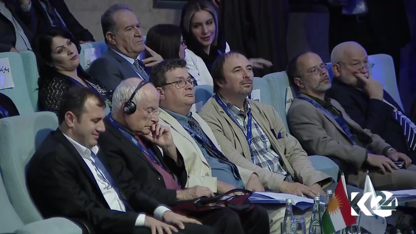 A group of foreign professors at the UKH Conference. (Photo: Kurdistan24)