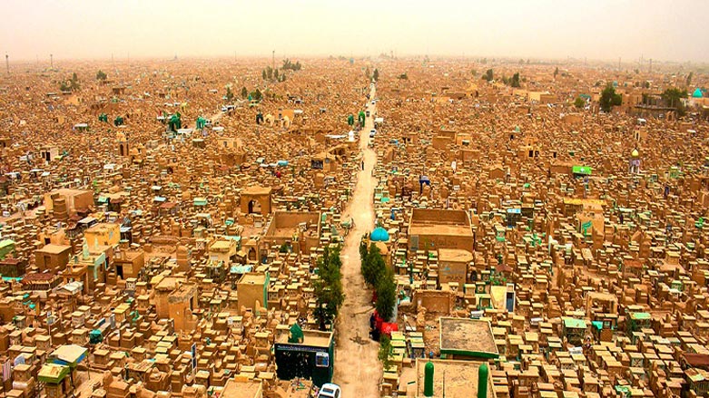 به‌ وێنه‌.. وادی السلام یه‌كێكه‌ له‌ گه‌وره‌ترین گۆڕستانه‌كانی جیهان
