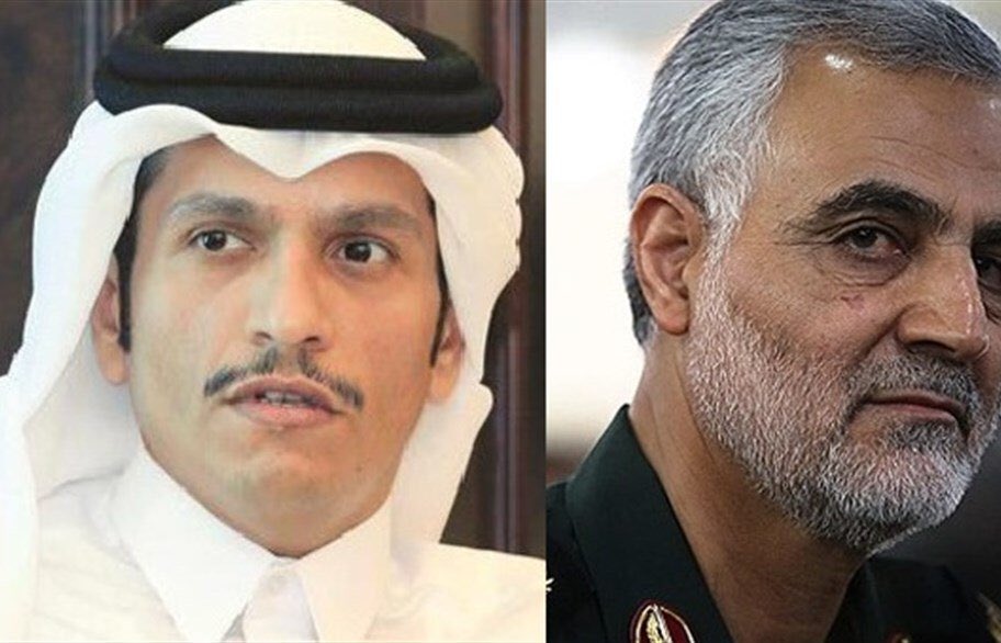 قاسم سوله‌یمانی فه‌رمانده‌ی هێزی قودسی سوپای پاسدارانی ئێرانی و عه‌بدولڕه‌حمان راشد ئالسانی، وه‌زیری ده‌ره‌وه‌ی قه‌ته‌ر