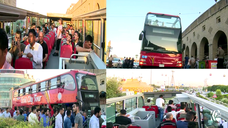 بە سواری پاسێكی دوو نھۆمی گەشتیاران بە شوێنەوارەكانی ھەولێر ئاشنا دەكرێن