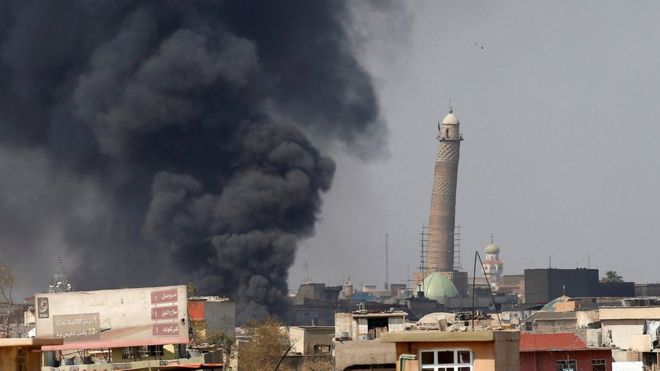 ISIS blows up al-Nuri mosque, historical leaning Hadba minaret in Mosul’s Old City 