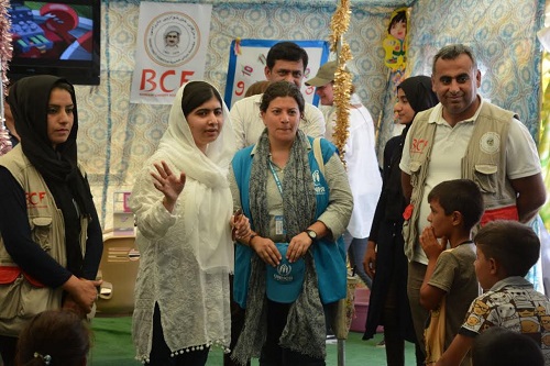 Malala visited Hassansham camp for the Iraqi displaced people. (Photo: Barzani Charity Foundation) 