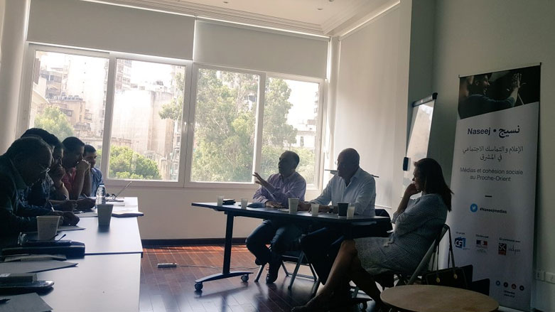 رئيس مؤسسة سمير قصير، جيزيل خوري، والاكاديمي انطونيو حداد، ورئيس مؤسسة اديان فادي ضو - صورة من حساب سكايز في تويتر