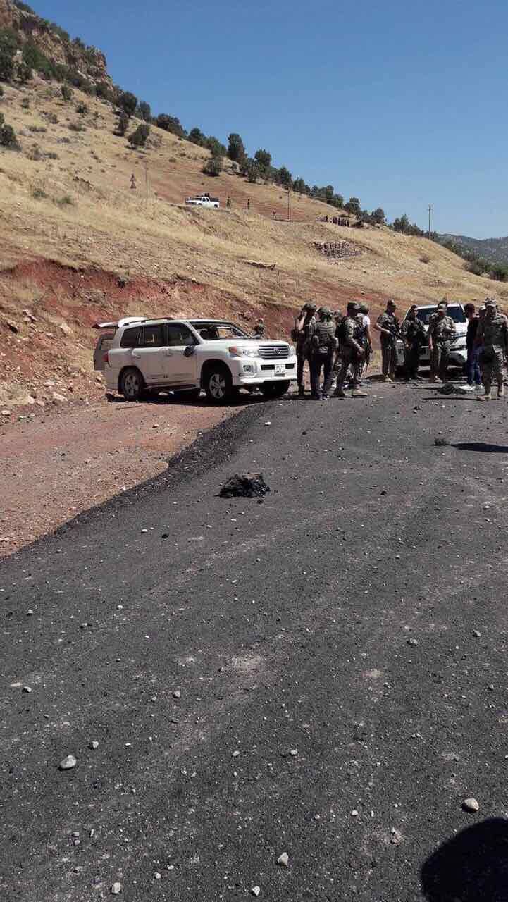The site of the IED blast on the road to Batifa town in Duhok Province, Kurdistan Region, Aug. 7, 2017. (Photo: Kurdistan 24)