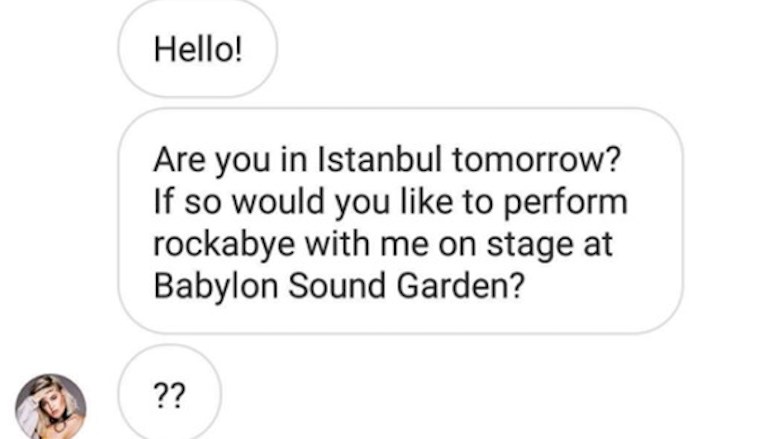 A screenshot of a conversation between Mehmet Ali Sulan and British singer and songwriter Anne-Marie Rose Nicholson on Instagram. (Photo: Instagram)