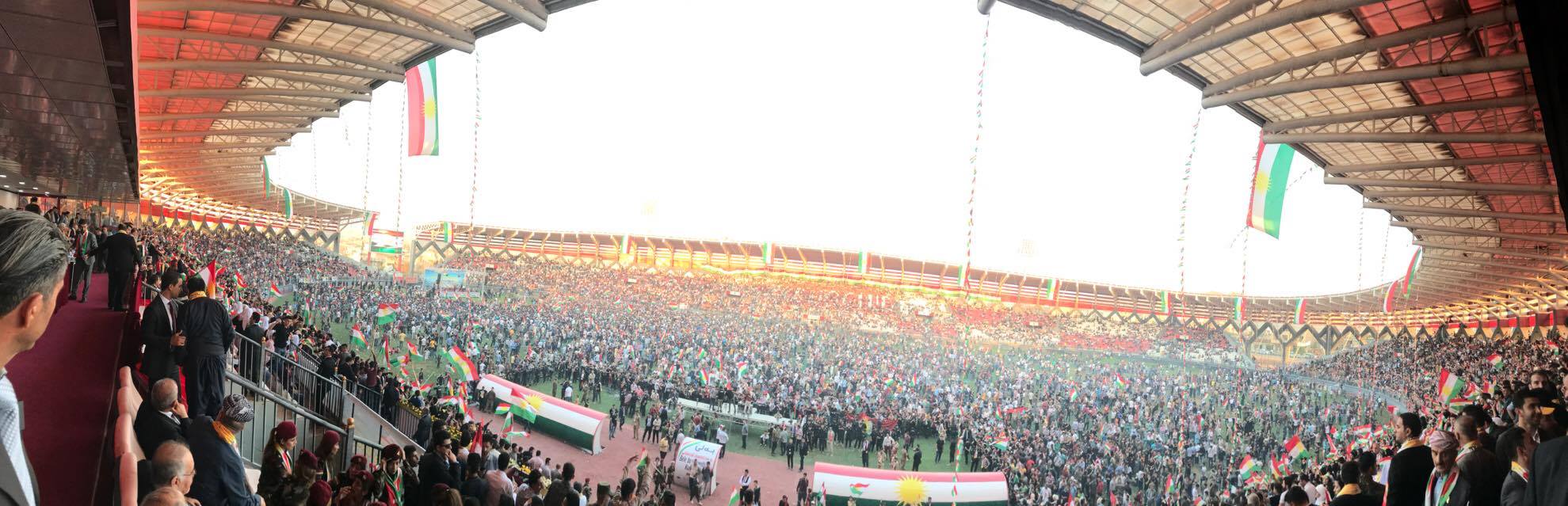 The President of the Kurdistan Region Masoud Barzani addressed thousands of people at the Zakho Stadium, Zakho, Kurdistan Region, Sep. 14, 2017. (Photo: Kurdistan 24)