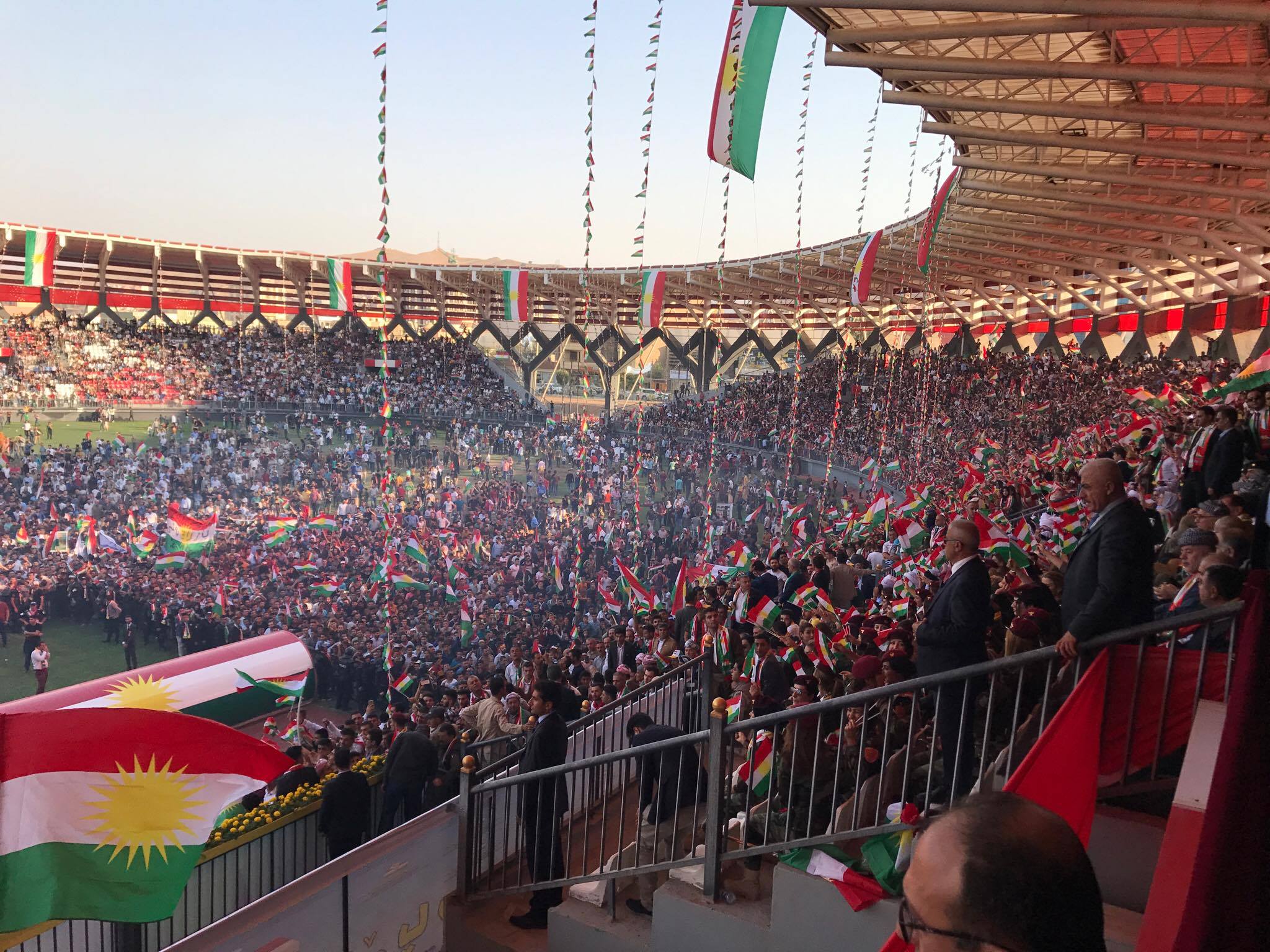 The President of the Kurdistan Region Masoud Barzani addressed thousands of people at the Zakho Stadium, Zakho, Kurdistan Region, Sep. 14, 2017. (Photo: Kurdistan 24)