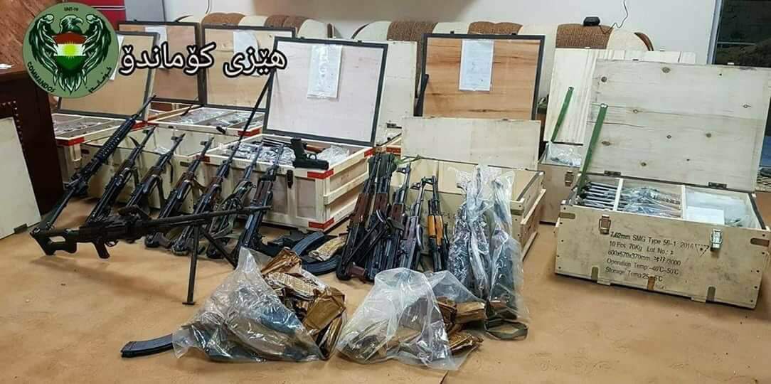 پێشمەرگە دەستی بەسەر چەندین چەك و تەقەمەنی حەشدی شەعبی داگرت