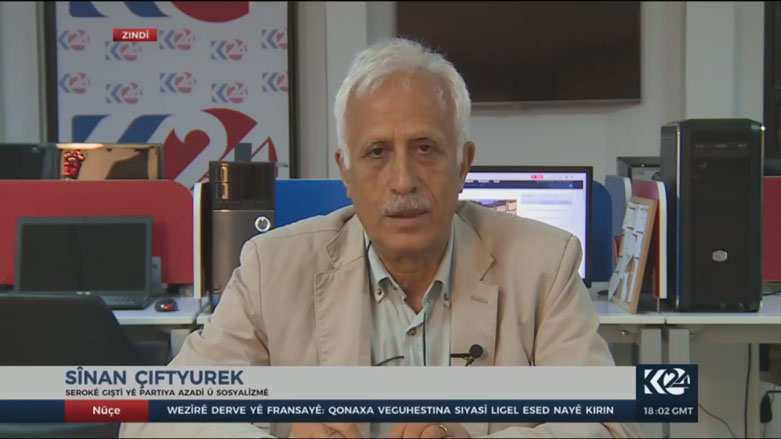 The Head of the Turkey-based pro-Kurdish Freedom and Socialism Party (OSP), Sinan Ciftyurek, talked to Kurdistan 24’s Basi Roj program, Sep. 1, 2017. (Kurdistan 24)